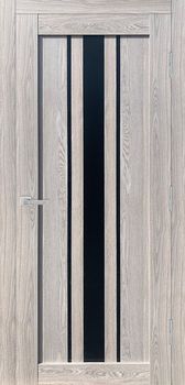 Міжкімнатні двері Гранд ПВХ, чорне скло Вертикаль 1