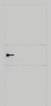 Міжкімнатні двері Брама ПВХ глухі 6.03 з молдингом, декор: Сірий з хромованим молдингом