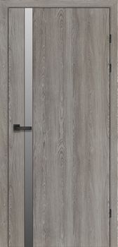 Міжкімнатні двері Брама ПВХ триплекс 2.71, декор: Дуб сірий, біле скло
