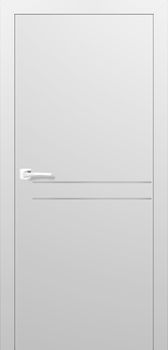Міжкімнатні двері Брама УФ-фарба з молдингом 7.21, декор: Біла фарба з хромованим молдингом