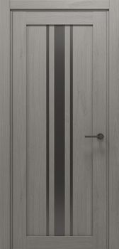 Міжкімнатні двері Gorgania ПВХ, скло сатин/чорне Говерла, декор: Рустик Авіон сірий