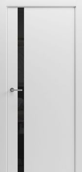 Міжкімнатні двері Гранд емаль, глухі з чорним склом Paint 6, декор: Білий матовий
