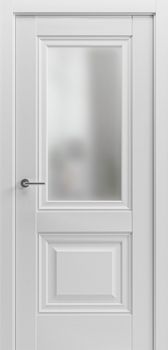 Міжкімнатні двері Гранд ПВХ, глухі LUX 7, декор: Білий матовий, скло сатин