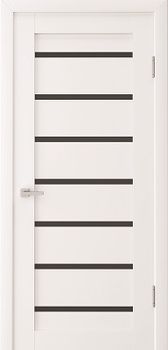 Міжкімнатні двері Гранд ПВХ, скло сатин/чорне H-02 Ліннея, декор: Білий матовий, чорне скло