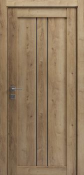 Міжкімнатні двері Гранд ПВХ, скло сатин/чорне LUX 1, декор: Шервуд