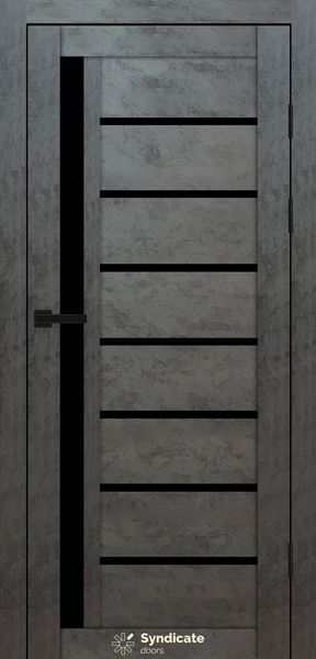 Бетон темний, чорне скло