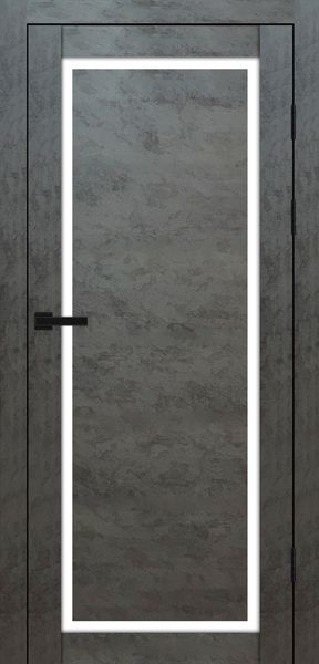 Бетон темний, скло сатин